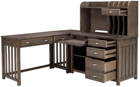 Linbrooke 4-pc. Desk w/ Hutch in Brown/Gray by Bellanest
