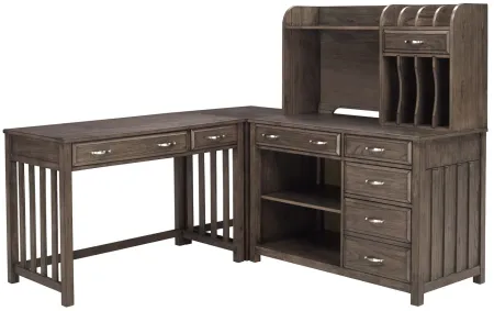 Linbrooke 4-pc. Desk w/ Hutch in Brown/Gray by Bellanest