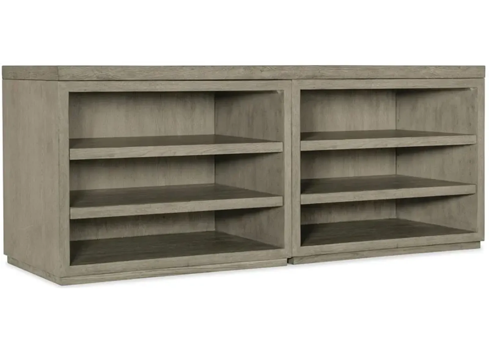 Linville Falls 72" Credenza w/ Shelves in Mink: A soft smoked gray finish by Hooker Furniture