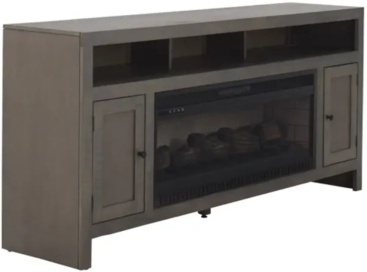 Warren 72" Fireplace Console in Rain Gray by Golden Oak