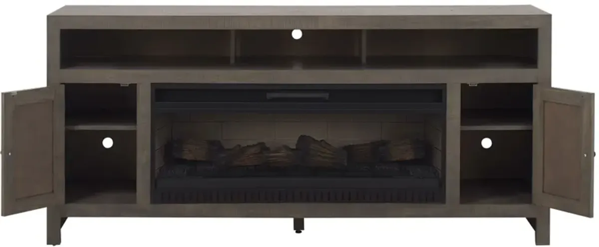 Warren 72" Fireplace Console in Rain Gray by Golden Oak