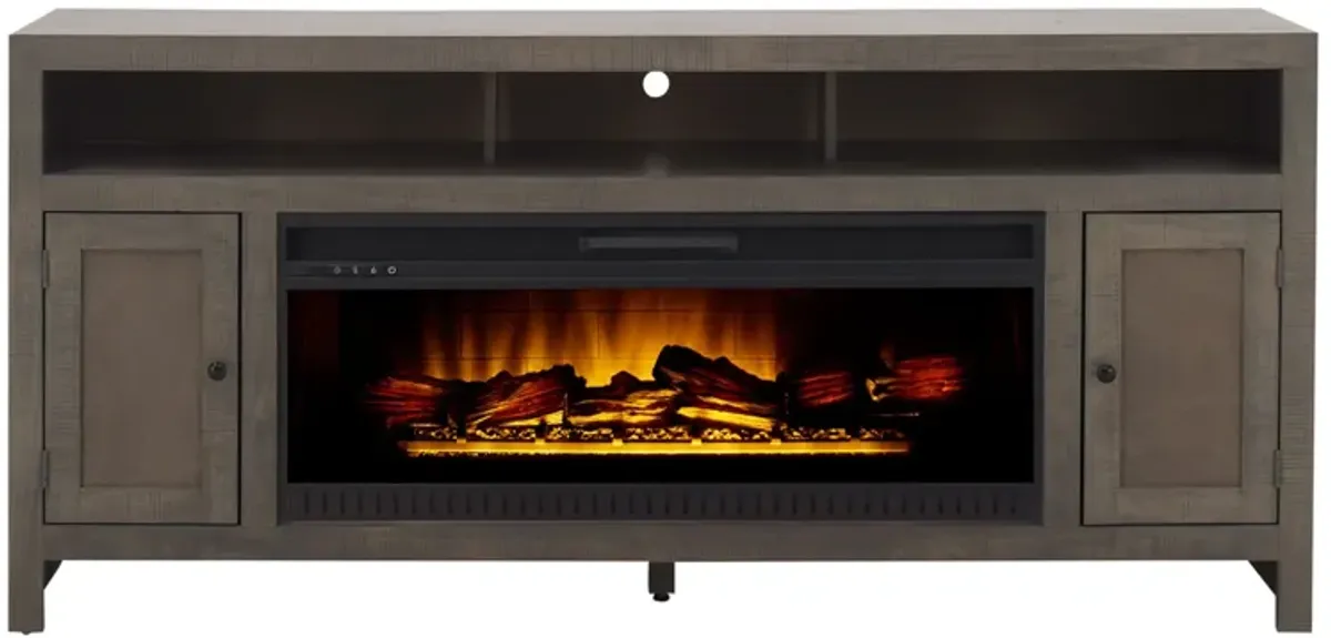 Warren 72" Fireplace Console in Rain Gray by Golden Oak