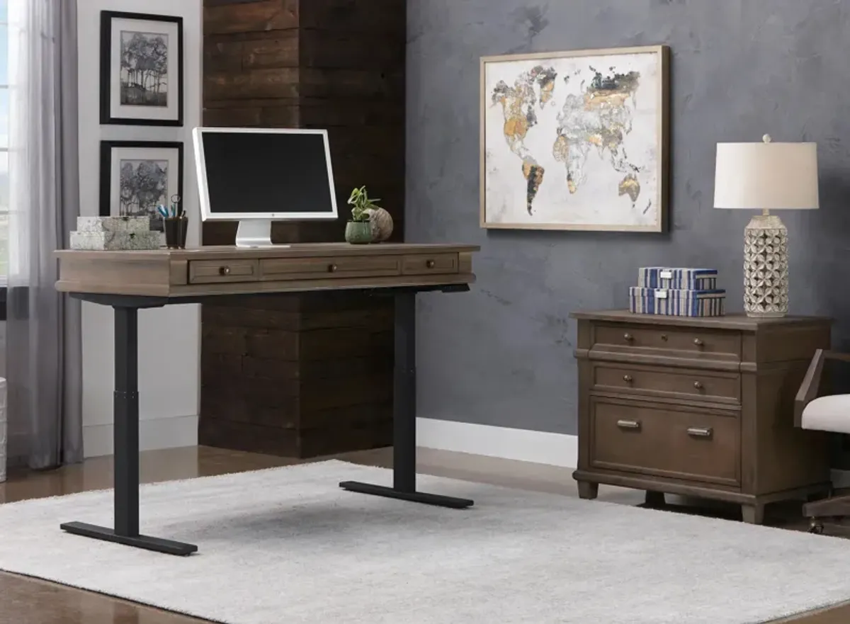 Lexicon 2-pc. Adjustable-Height Home Office Set in Weathered Dove by Martin Furniture