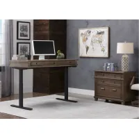 Lexicon 2-pc. Adjustable-Height Home Office Set in Weathered Dove by Martin Furniture