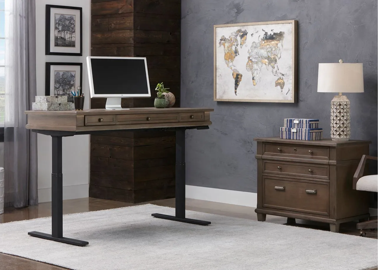 Lexicon 2-pc. Adjustable-Height Home Office Set in Weathered Dove by Martin Furniture