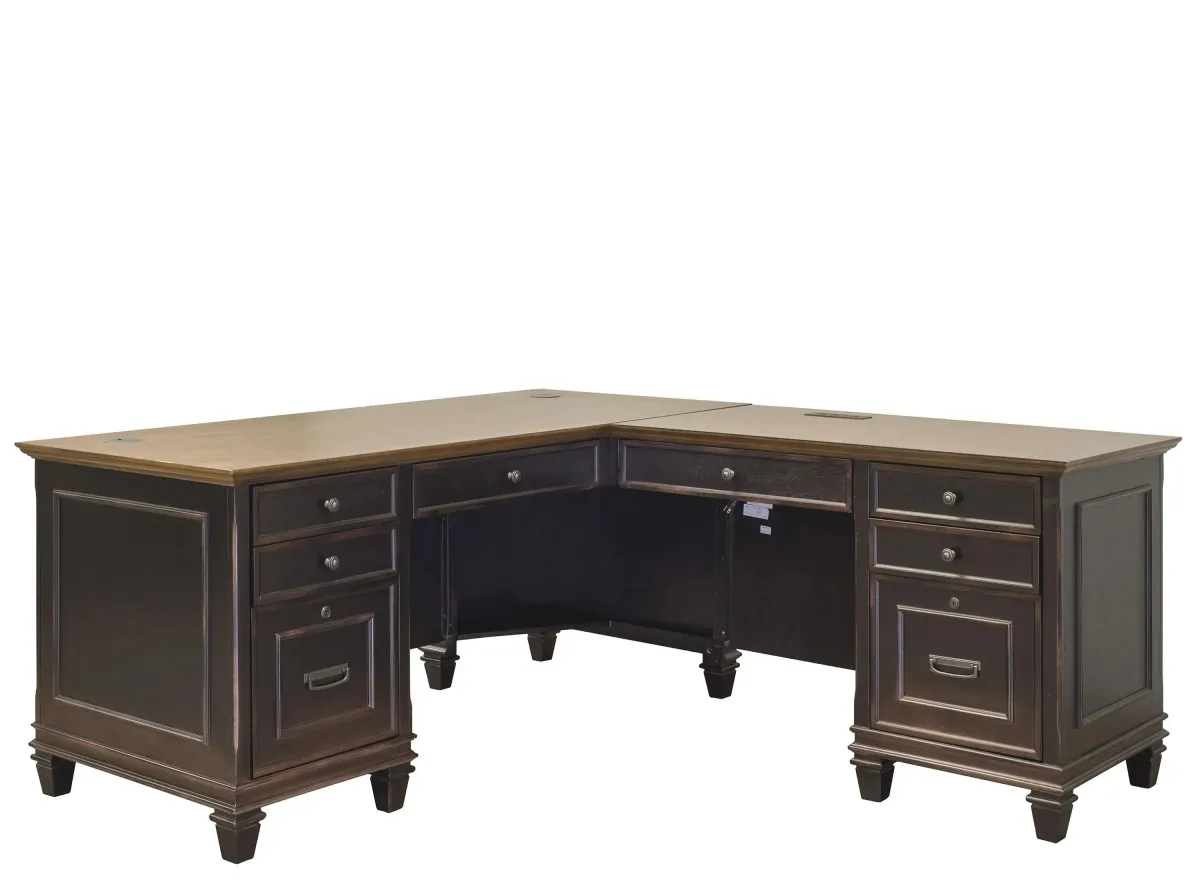 Hartford Executive L-Shaped Computer Desk in Black by Martin Furniture