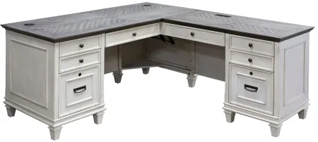 Hartford Executive L-Shaped Computer Desk in White/Gray by Martin Furniture