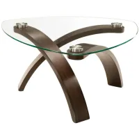 Allure Round Glass Coffee Table in Hazelnut / Glass by Magnussen Home
