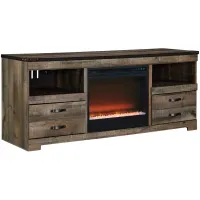 Trinell 63" TV Console w/ 22" Electric Glass Ember Fireplace in Brown by Ashley Furniture