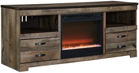 Trinell 63" TV Console w/ 22" Electric Glass Ember Fireplace in Brown by Ashley Furniture