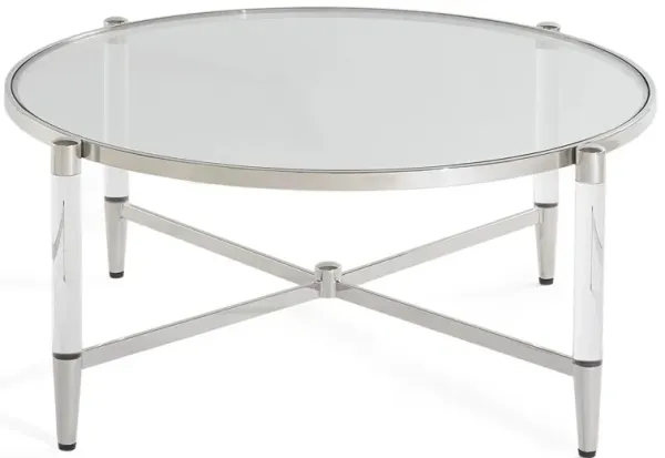 Mariyln Glass Top and Steel Base Round Coffee Table