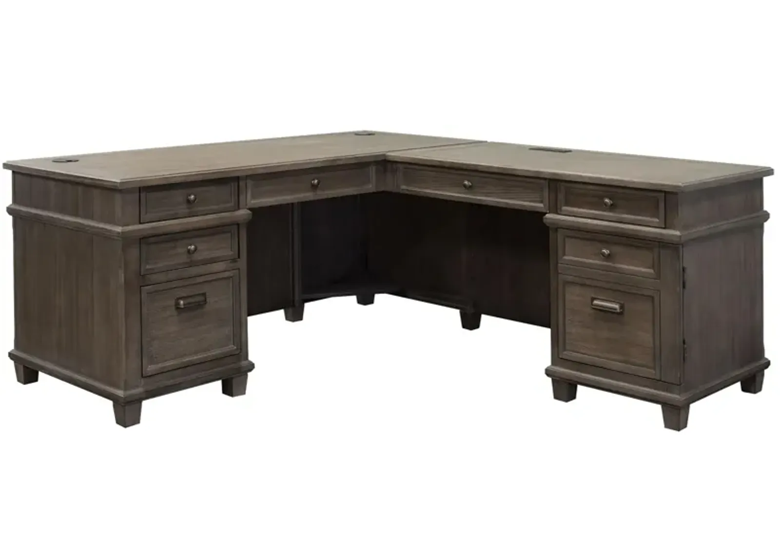 Lexicon L-Shaped Executive Desk in Weathered Dove by Martin Furniture