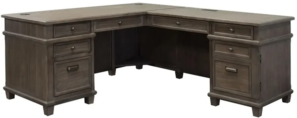 Lexicon L-Shaped Executive Desk in Weathered Dove by Martin Furniture