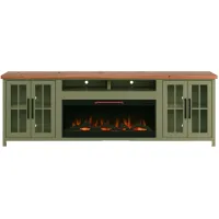 Vineyard Super Fireplace Console in Sage with Fruitwood by Legends Furniture