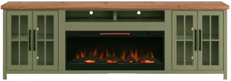 Vineyard Super Fireplace Console in Sage with Fruitwood by Legends Furniture