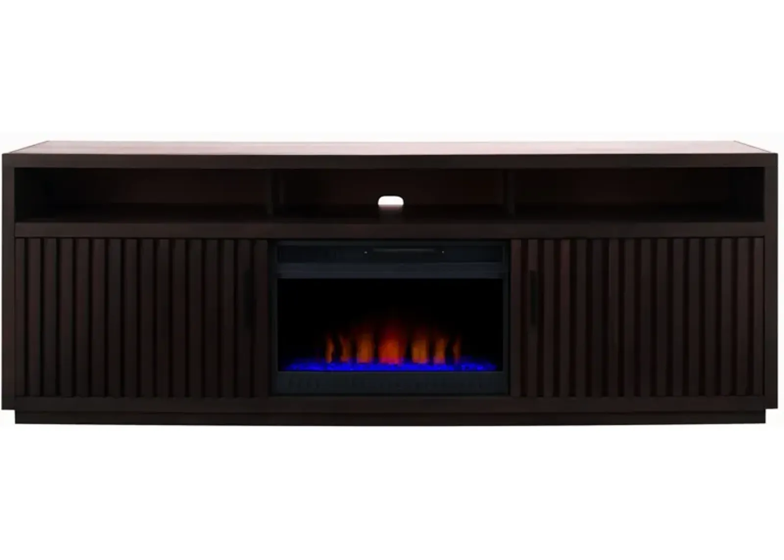 Henty 84" TV Console with Fireplace in Chocolate Brown by Golden Oak