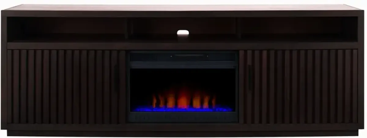 Henty 84" TV Console with Fireplace in Chocolate Brown by Golden Oak