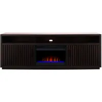 Henty 84" TV Console with Fireplace in Chocolate Brown by Golden Oak