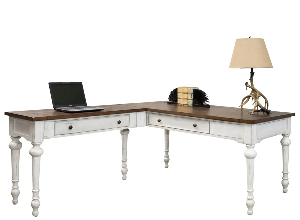 Durham L-Shaped Writing Desk in White by Martin Furniture