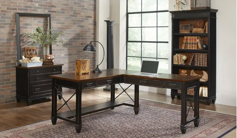 Hartford L-Shaped Computer Desk in Black by Martin Furniture