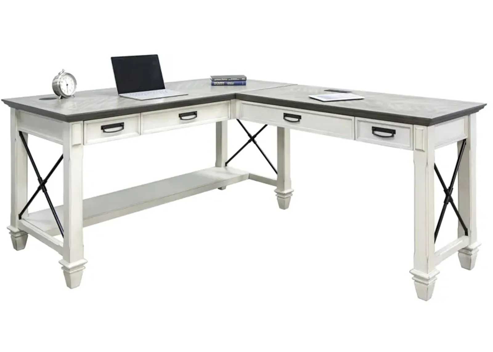 Hartford L-Shaped Computer Desk in White/Gray by Martin Furniture