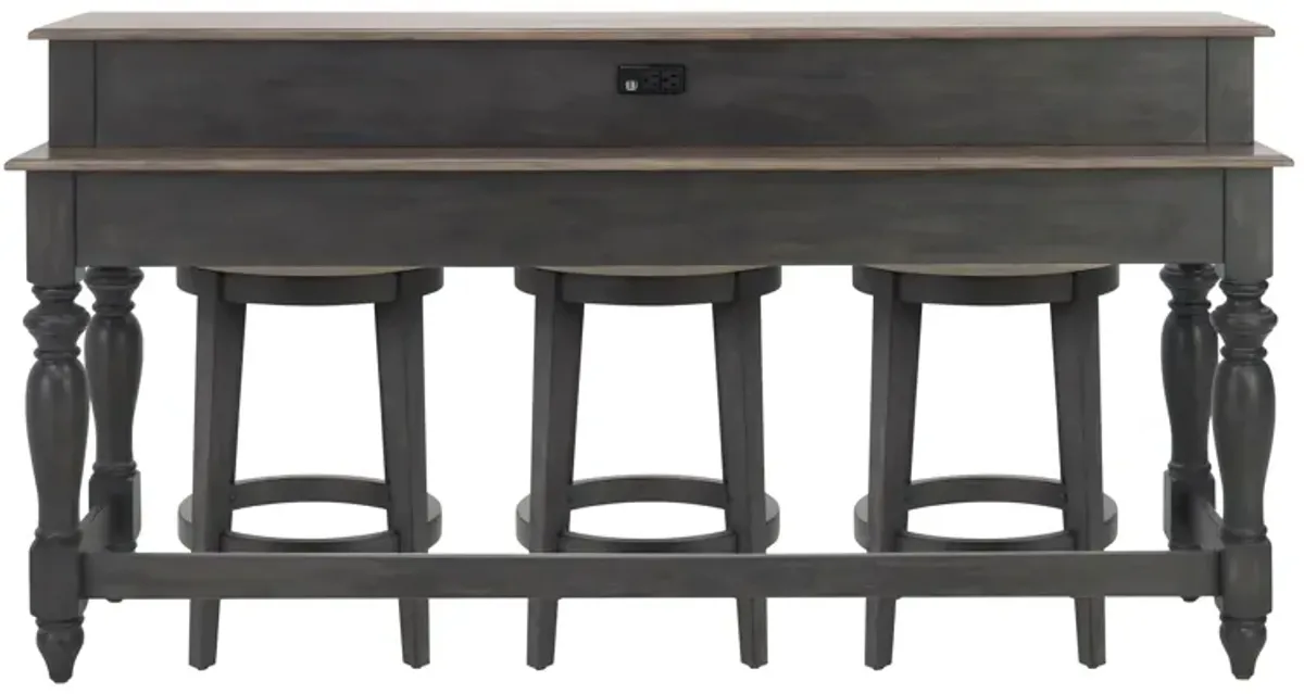 Charleston 4-pc. Console Bar with Stools in Slate/Weathered Pine by Liberty Furniture