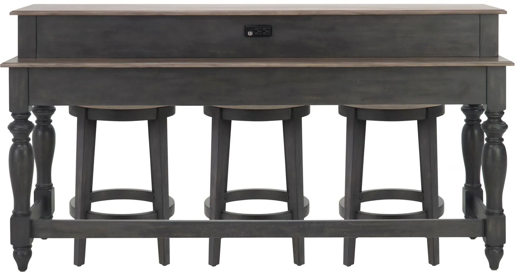 Charleston 4-pc. Console Bar with Stools in Slate/Weathered Pine by Liberty Furniture