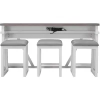 Karina 4PC Sofa Console Table W/ 3 Stools in Shell White & Driftwood by Liberty Furniture