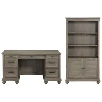 Larkin 2-pc. Home Office Set w/ Executive Desk in Driftwood light brown by Homelegance