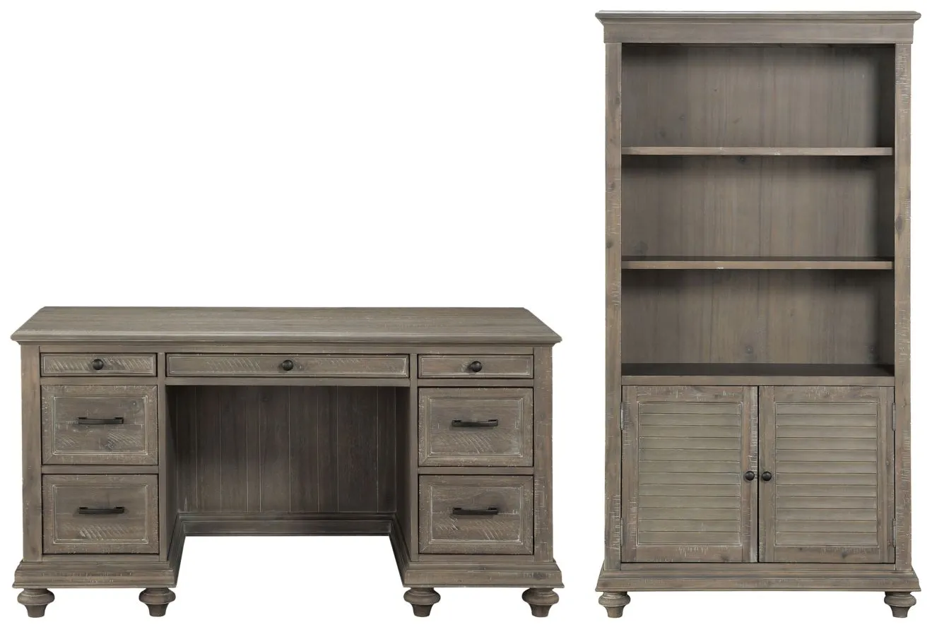 Larkin 2-pc. Home Office Set w/ Executive Desk in Driftwood light brown by Homelegance