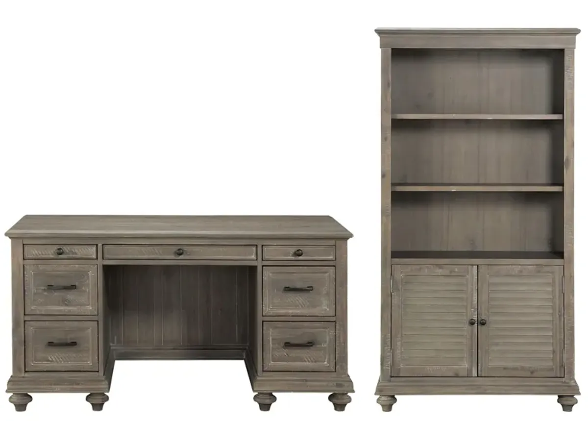 Larkin 2-pc. Home Office Set W/ Executive Desk in Driftwood Light Brown by Homelegance