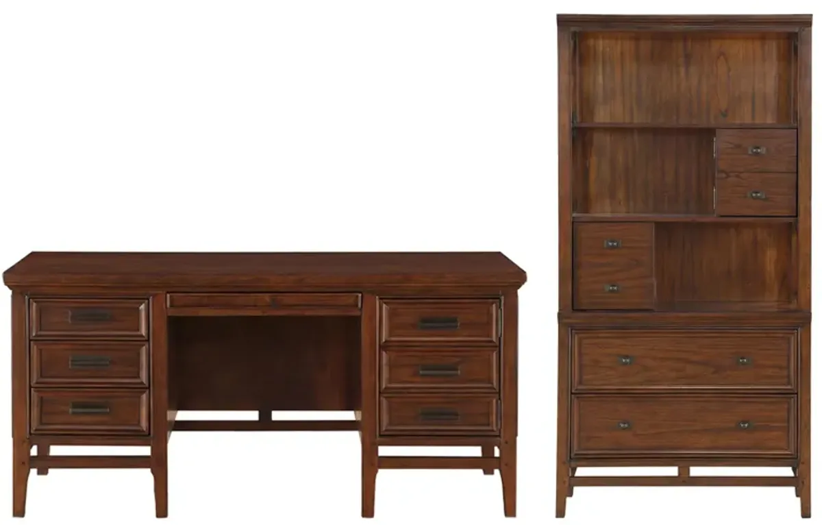 Tamsin 2-pc. Home Office Set W/ Executive Desk in Brown Cherry by Homelegance