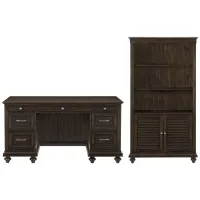 Larkin 2-pc. Home Office Set w/ Executive Desk in Driftwood charcoal by Homelegance