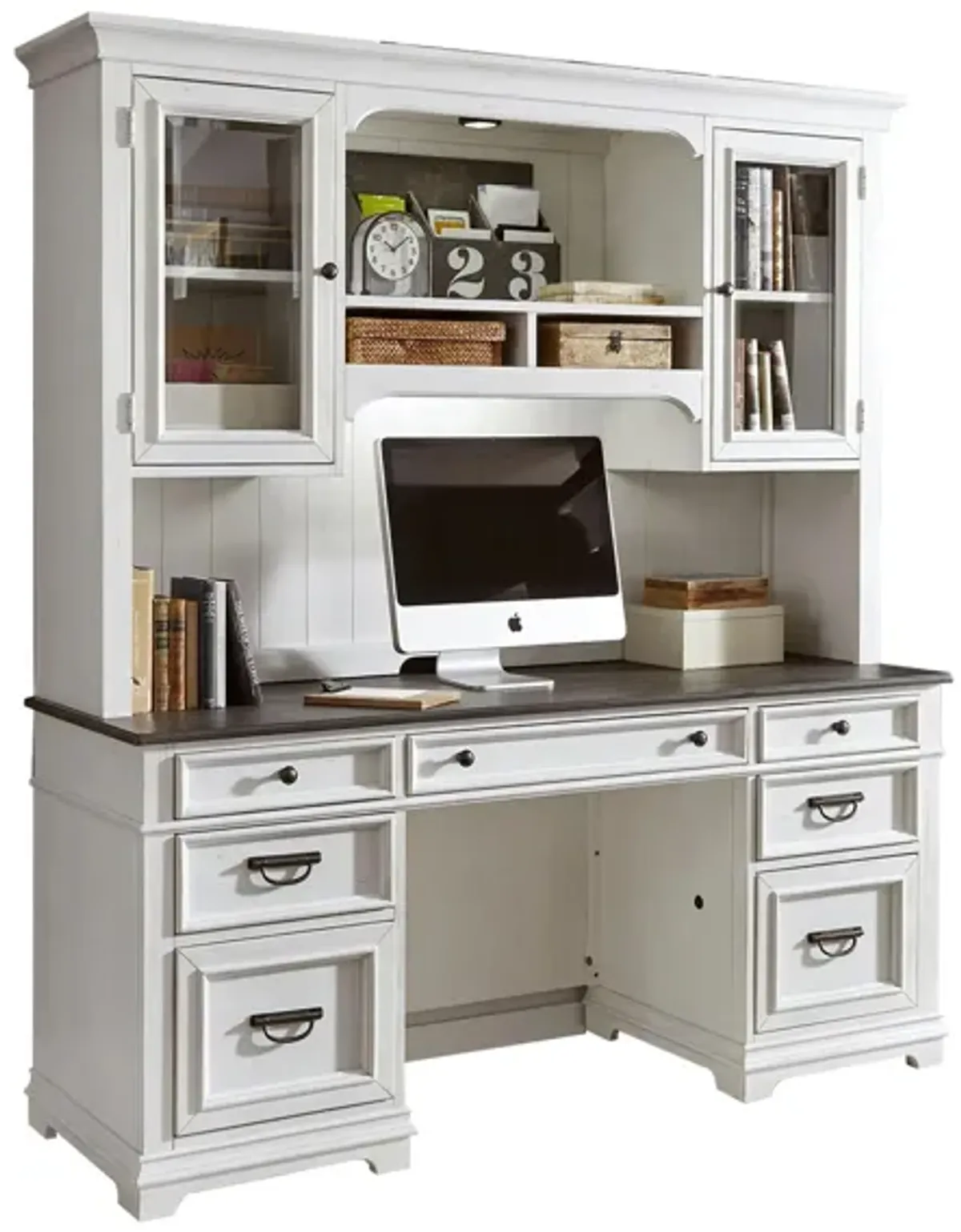 Shelby Writing Desk w/ Hutch in White by Liberty Furniture