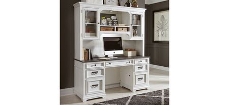 Shelby Writing Desk w/ Hutch in White by Liberty Furniture