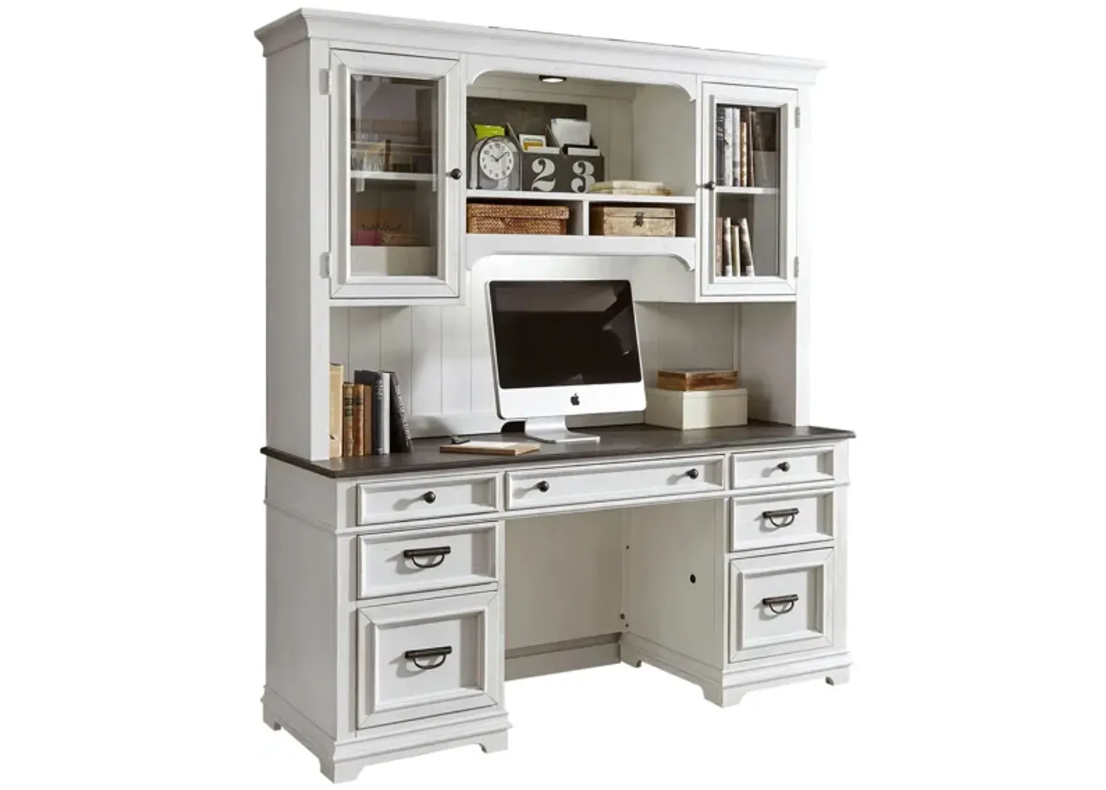 Shelby Writing Desk w/ Hutch in White by Liberty Furniture