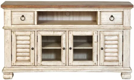 Belmont Entertainment Center 56" in Timbered Brown Farmhouse & Antique Linen by Napa Furniture Design