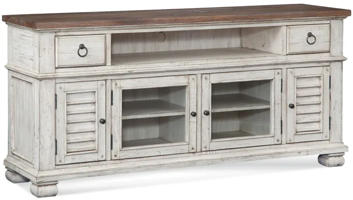 Belmont Entertainment Center 66" in Timbered Brown Farmhouse & Antique Linen by Napa Furniture Design