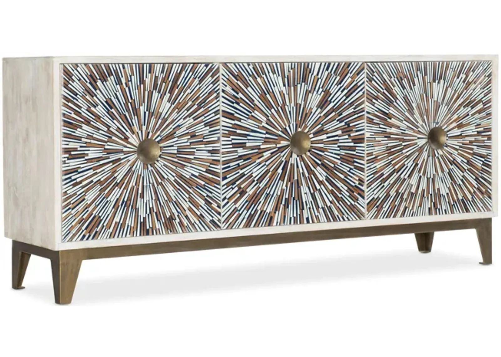 Melange Liberty Entertainment Console in Light Wood by Hooker Furniture