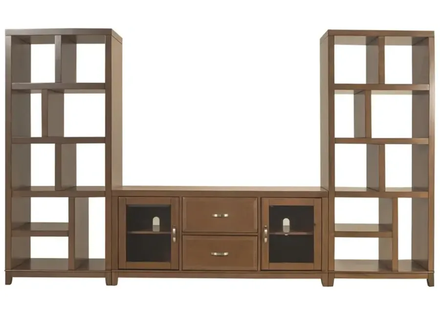 Granthom 3-pc. Wall Unit w/ 60" TV Console in Brown Cherry by Bellanest