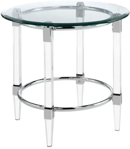 Greta 24" Round End Table in Silver by Chintaly Imports