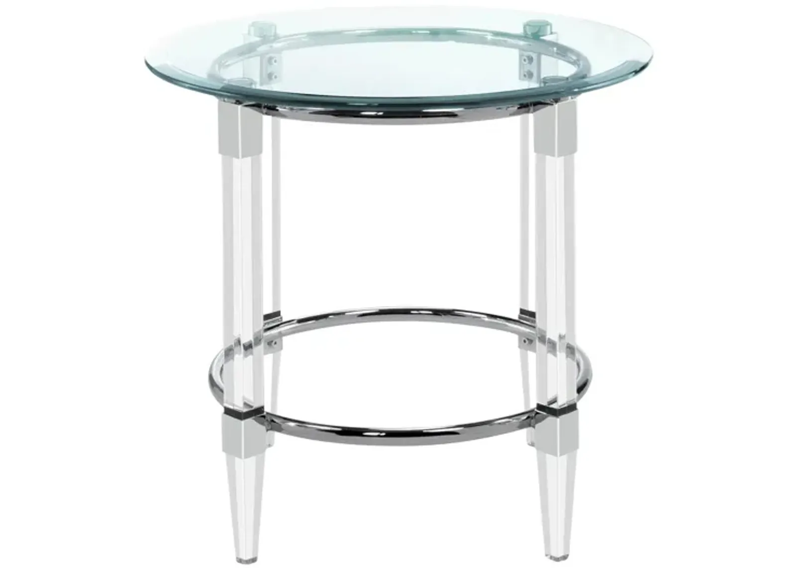 Greta 24" Round End Table in Silver by Chintaly Imports