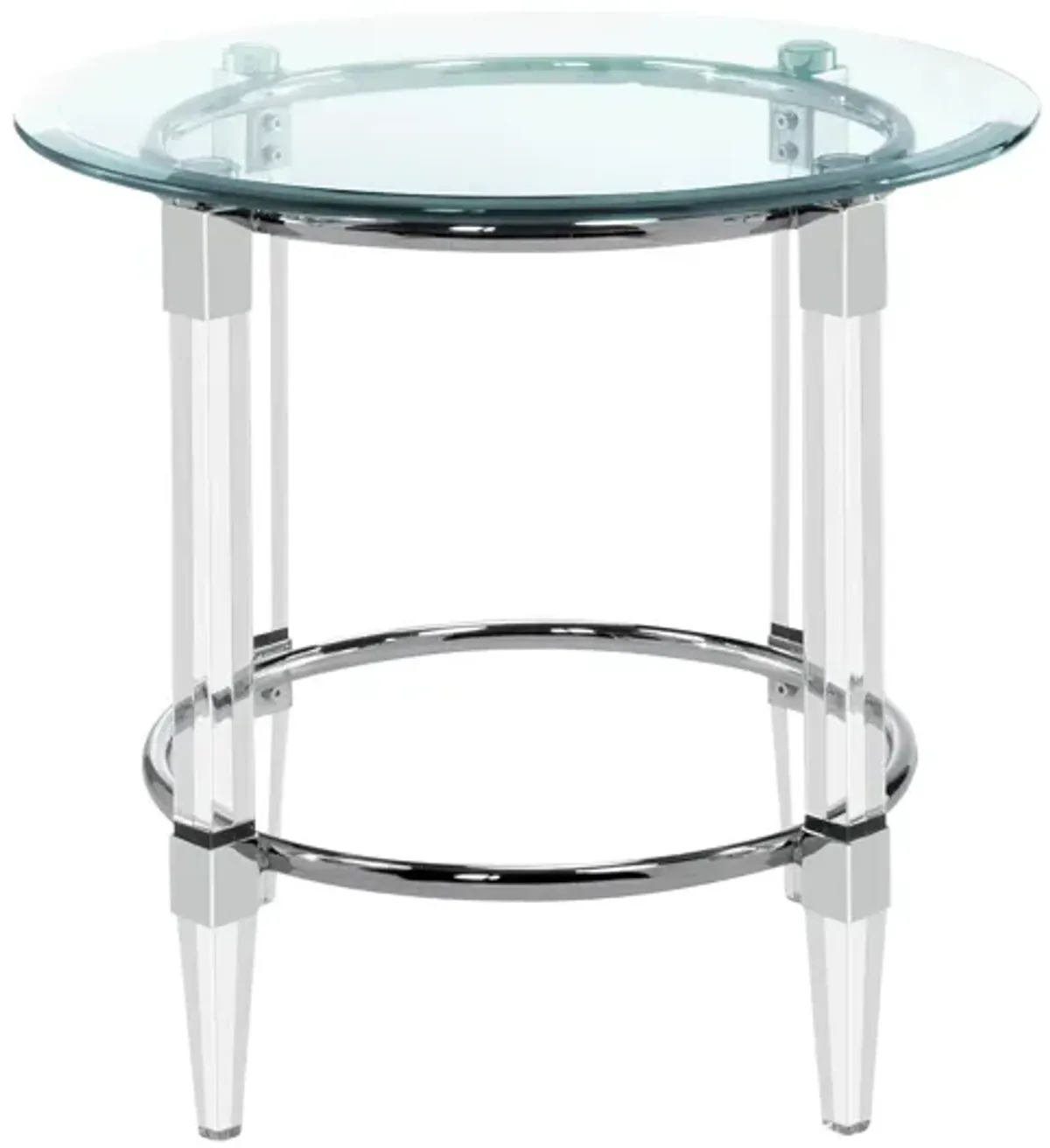 Greta 24" Round End Table in Silver by Chintaly Imports