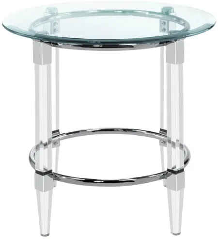Greta 24" Round End Table in Silver by Chintaly Imports