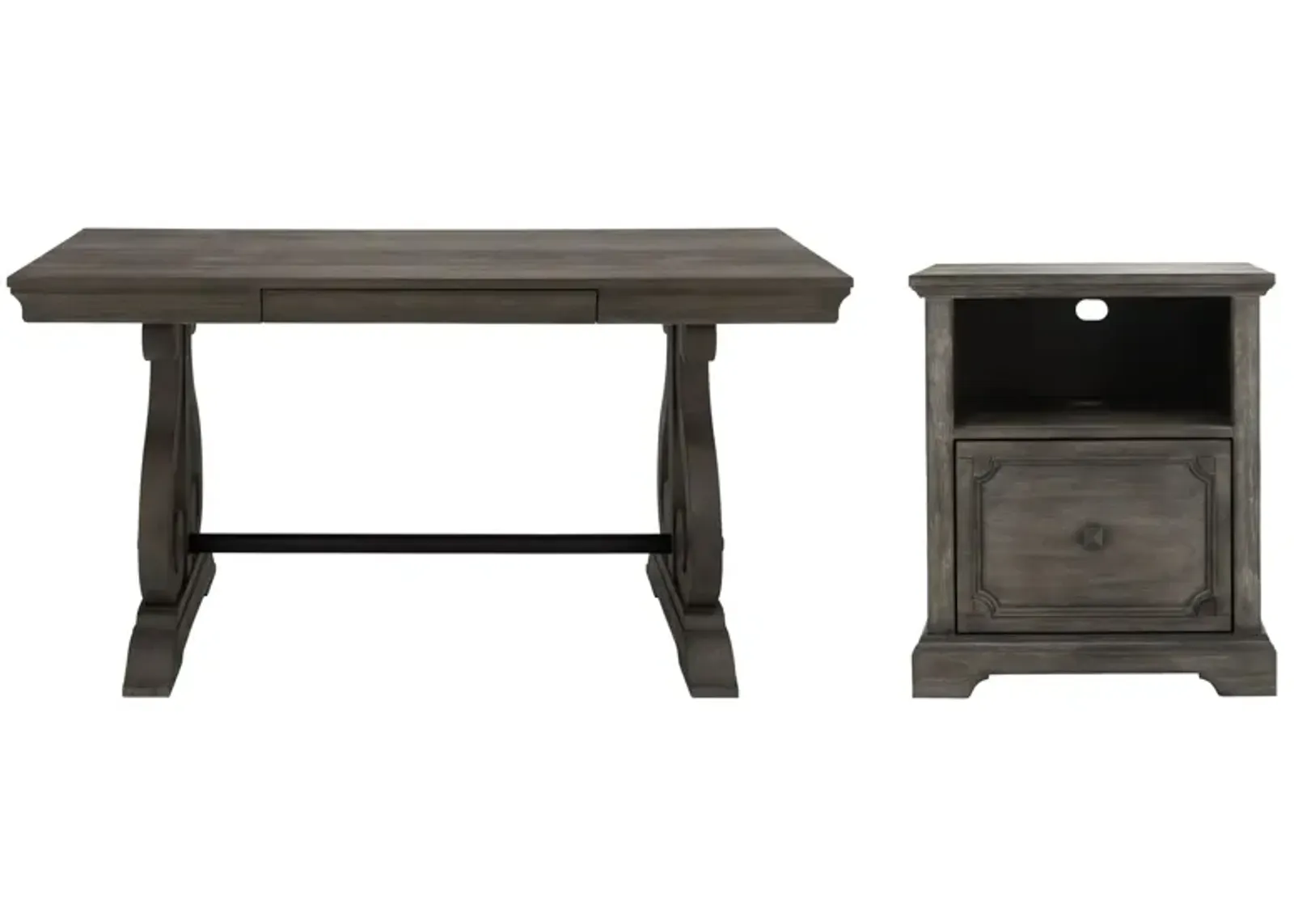 Olivia 2-pc. Home Office Set in Distressed Powdered Oak by Homelegance