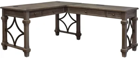 Lexicon L-Shaped Writing Desk in Weathered Dove by Martin Furniture
