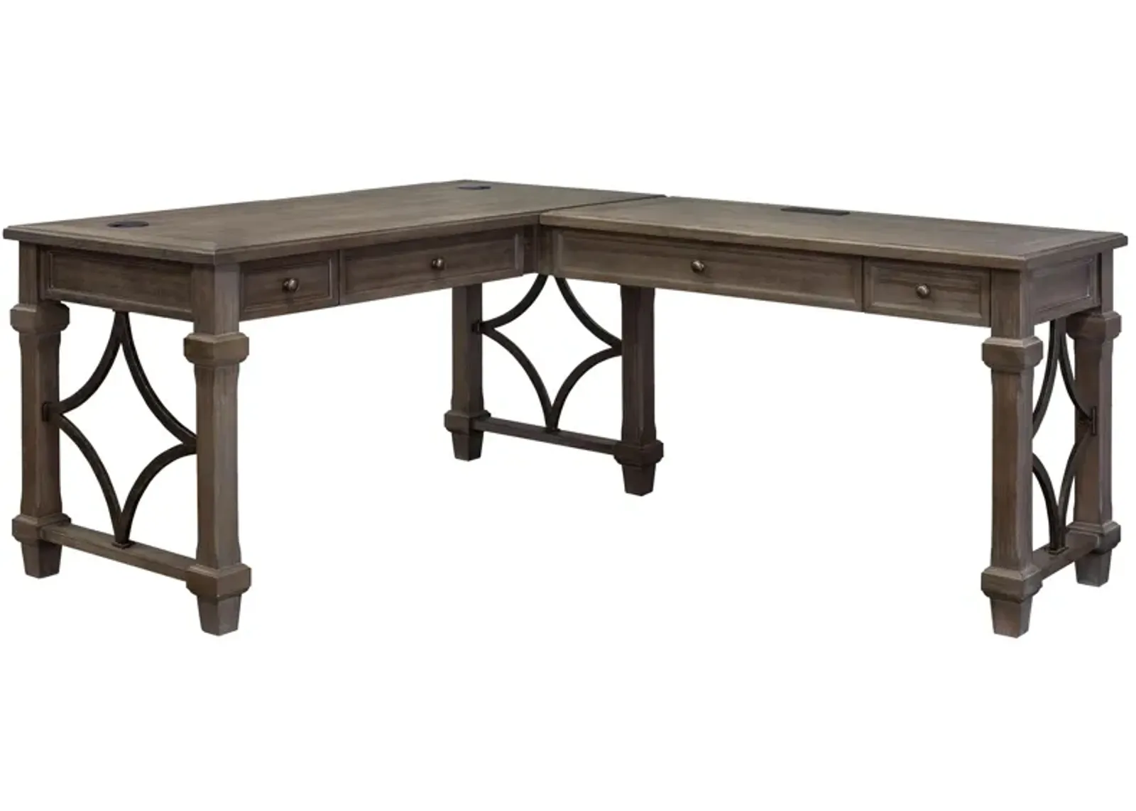 Lexicon L-Shaped Writing Desk in Weathered Dove by Martin Furniture