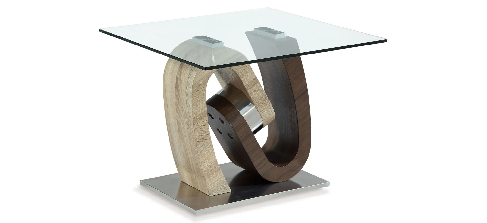 Davila End Table in Glass/Walnut by Global Furniture Furniture USA