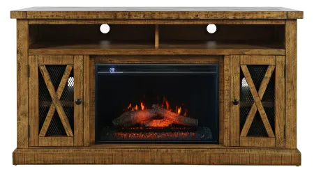 Telluride TV stand w/ Electric Fireplace in Gold by Jofran
