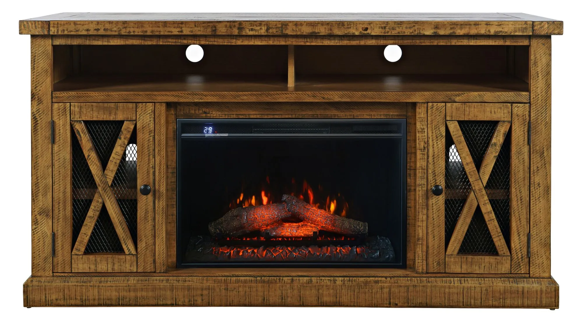 Telluride TV stand w/ Electric Fireplace in Gold by Jofran